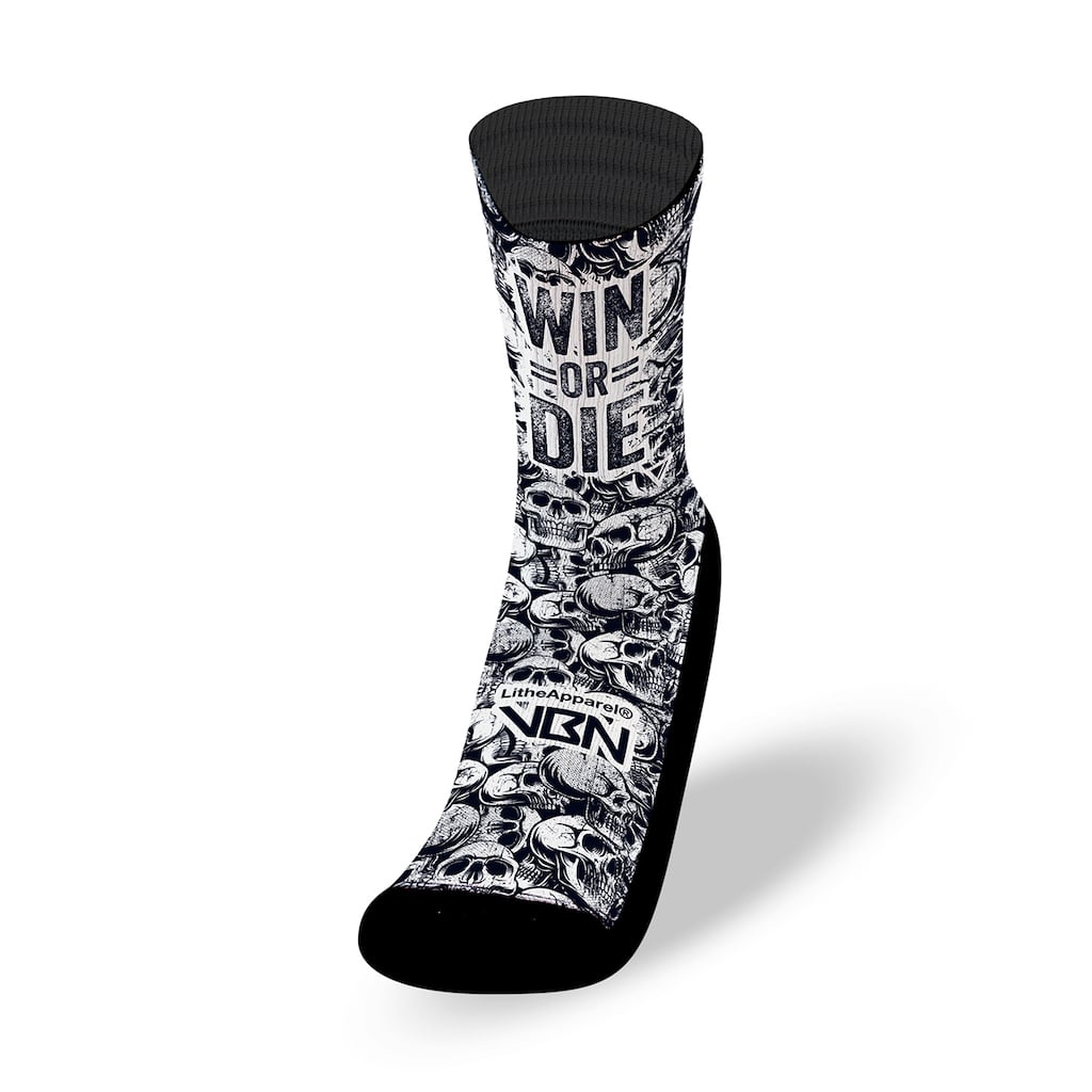 calcetines win or die calaveras blanco negro