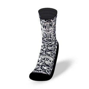 calcetines win or die calaveras blanco negro