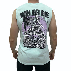 camiseta sin mangas win or die vbn fitness celeste hombre-2