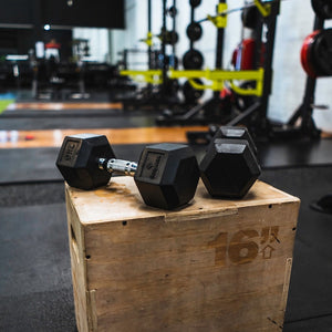 mancuernas hexagonales goma negra vbn fitness