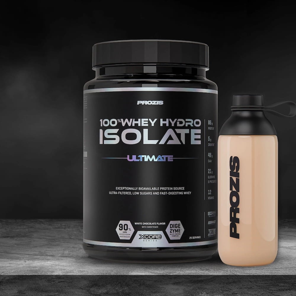 Proteína aislada Prozis Whey Hydro (907g) - Chocolate blanco