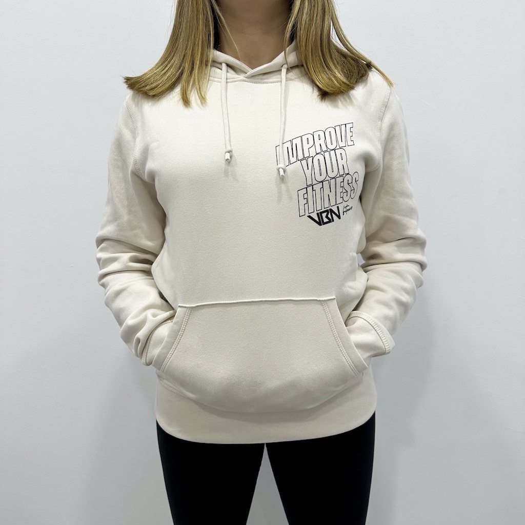 sudadera con capucha improve your fitness vbn blanca