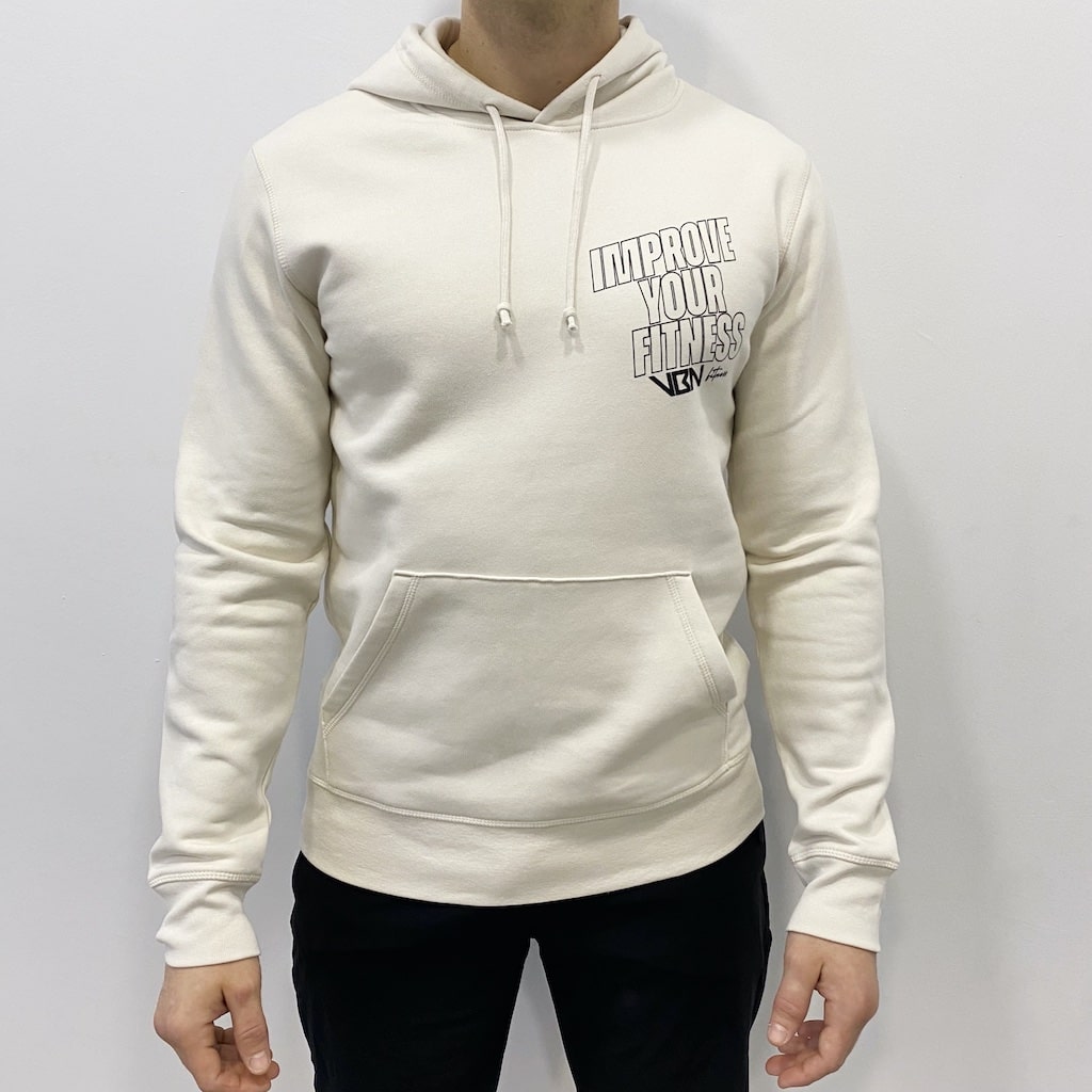 sudadera con capucha improve your fitness vbn blanca