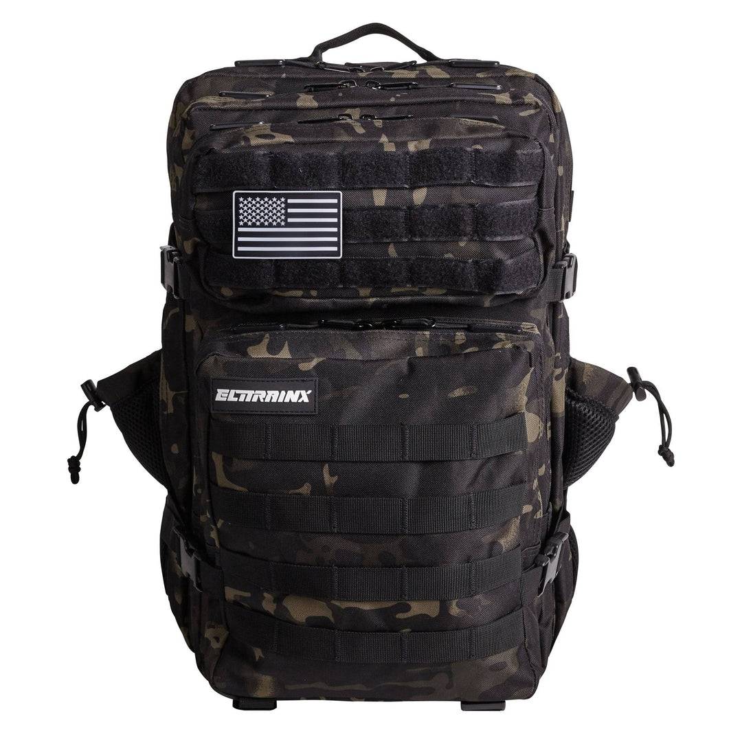 Mochila táctica Elitex Training con compartimento de comida (45L) - Negro Camuflaje